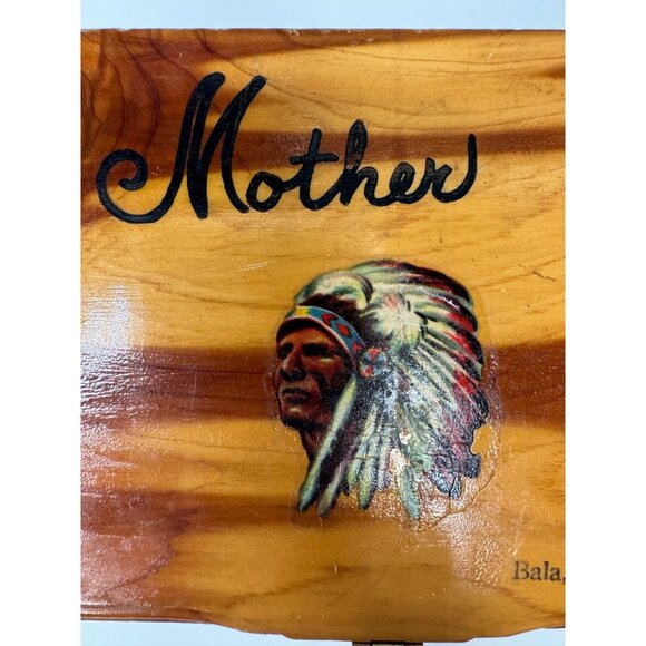 Vintage Cedar Wood Mother Keepsake Box Bala Ontario Canada Indian Chief Motif - Picture 11 of 16